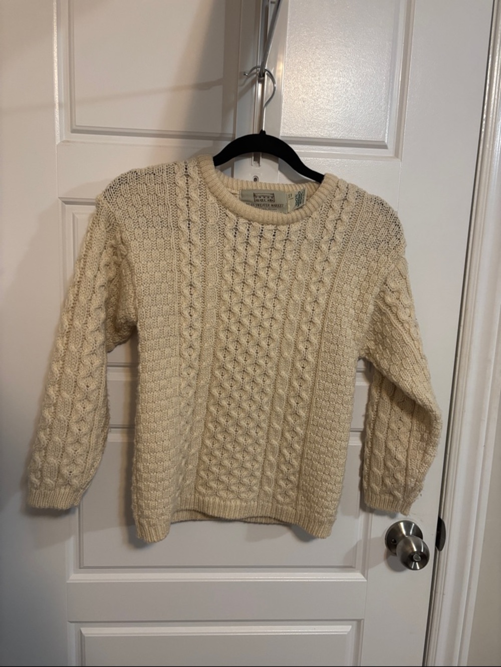 Textured Cable Knit Crewneck Sweater - Cream- 8-11 years old